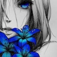  女生头像二次元黑白嘴里含花