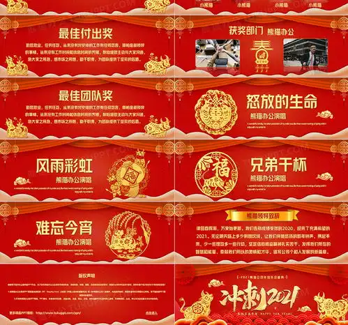  红色喜庆冲刺2021企业年终盛典ppt模板下载红色ppt