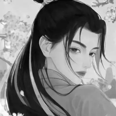  古风动漫情头黑白漫画一对