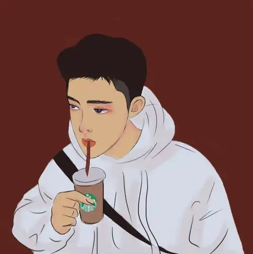  手绘板插画情侣头像款