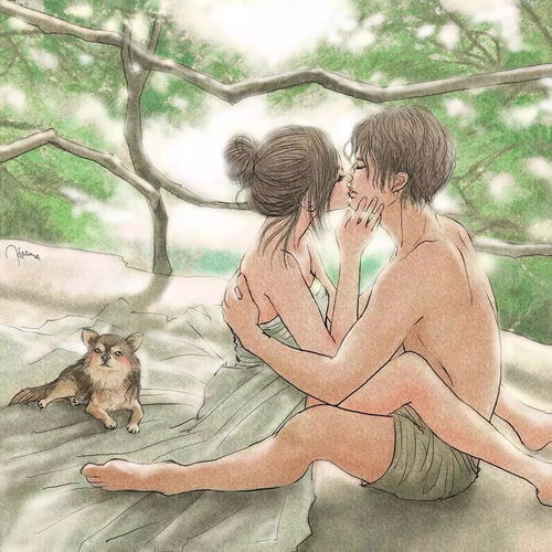  情侣接吻插画,甜羞甜羞的那些瞬间