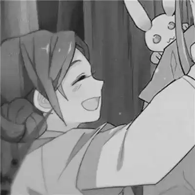  古风动漫情头黑白漫画一对
