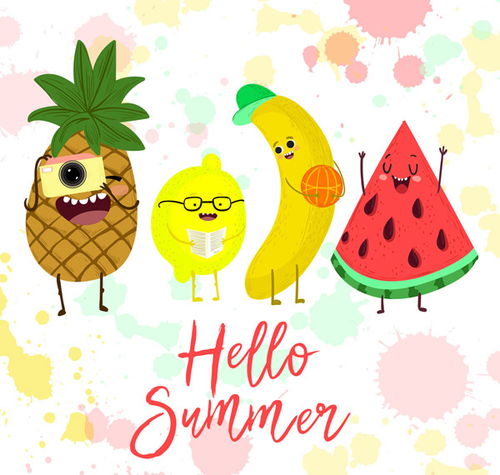  彩绘夏季表情水果