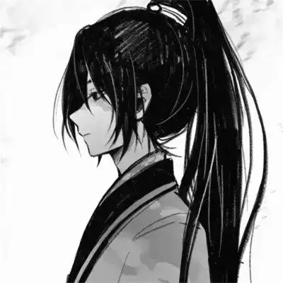  古风动漫情头黑白漫画一对