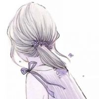 女生头像背影侧脸手绘