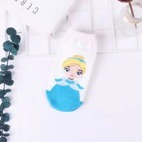 袜子女可爱卡通白雪公主女袜短袜低帮船袜韩版纯棉春夏薄透气吸汗
