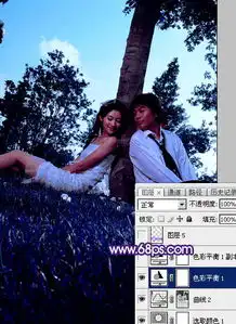  photoshop给草地情侣图片加上浪漫的星空背景