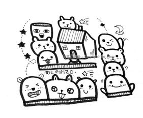  9张生活用品黑白手帐简笔画素材