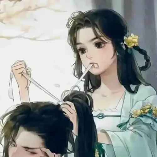 古风情侣头像听山河把春风酿成千言万语,吹过旧人故里