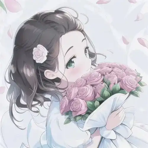 捧花女孩卡通情侣头像头像