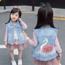  女童牛仔马甲春秋2019新款1一6岁女宝宝洋气坎肩女婴儿背心公主潮