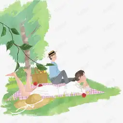  卡通手绘春游野炊的情侣插画素材图片免费下载高清png千库网图片编号10118113