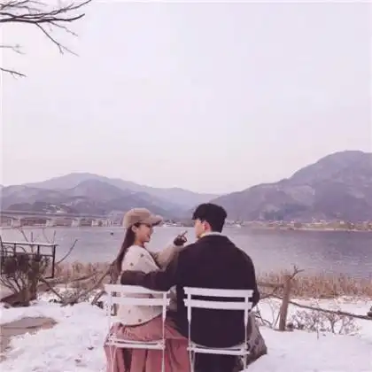  小清新情侣头像一男一女风景系,我陪你一起看风景