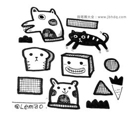  9张生活用品黑白手帐简笔画素材