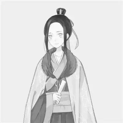  古风动漫情头黑白漫画一对