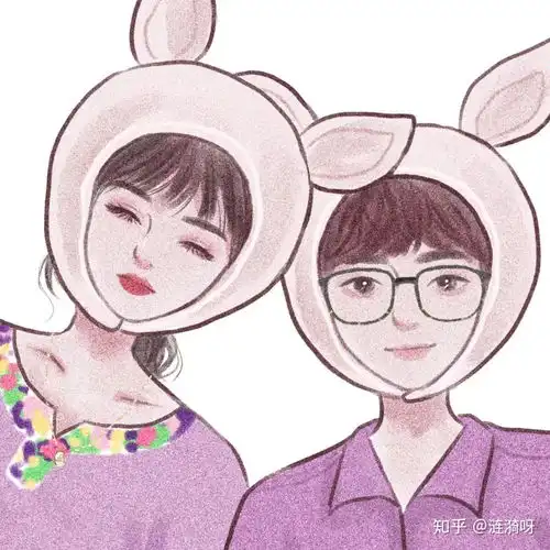 动画情侣头像卡通打哈欠