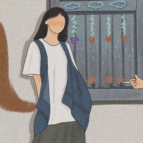 文艺人物情侣头像手绘人